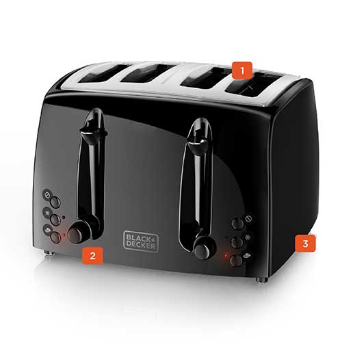 4 Slice Toaster Extra Wide Black TR1410DB BLACK DECKER